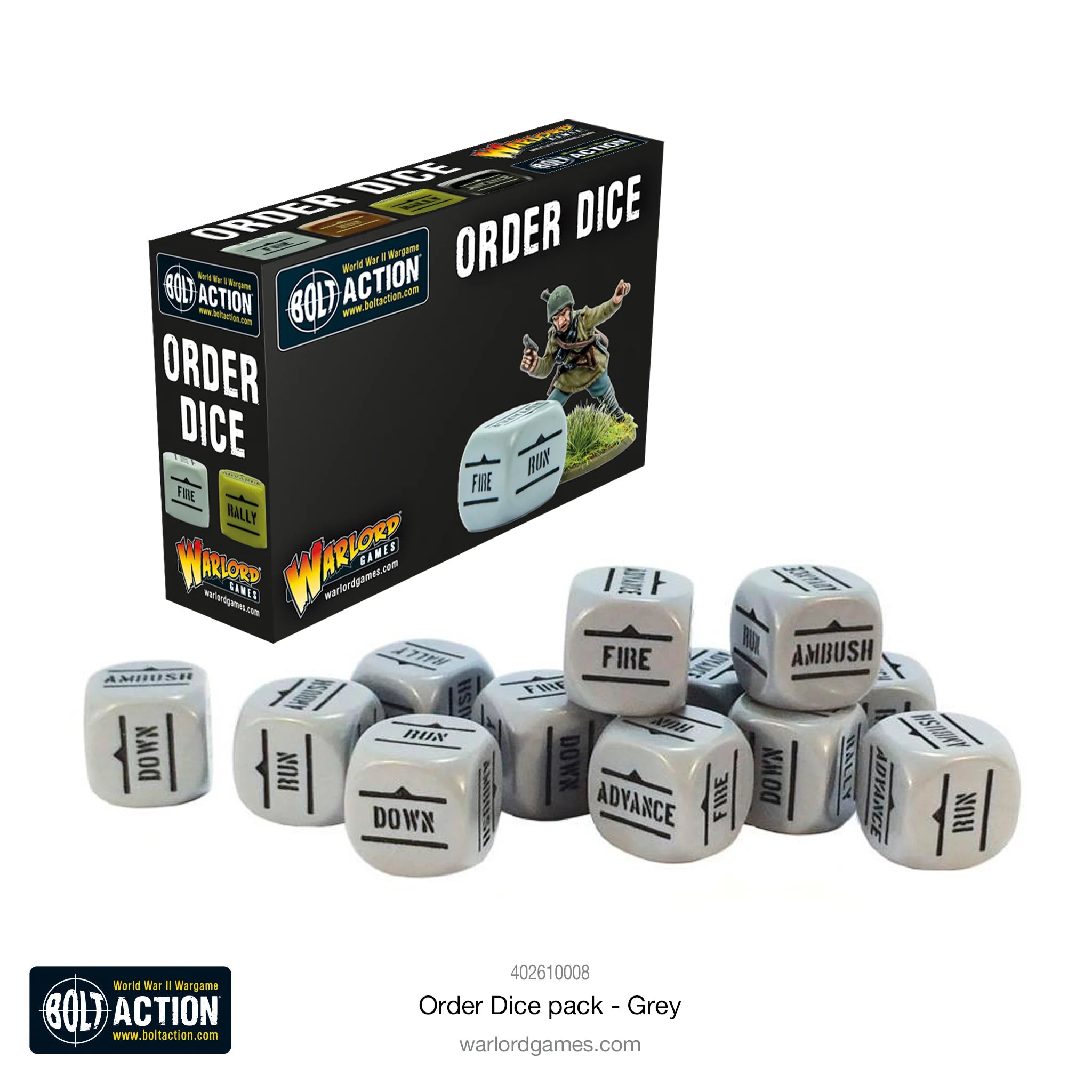 Bolt Action: Orders Dice Pack - Grey (12)